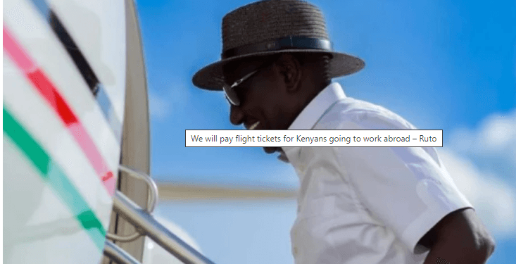 President William Ruto Travelling