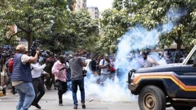 Tear Gas Lobbed At Protesters