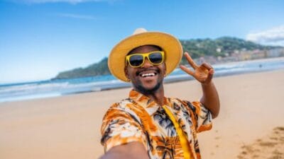 Man at beach photo