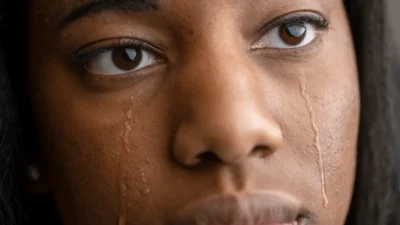 Young African American Woman Crying Shutter Stock