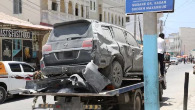 Somalia vehicle on convoy towed