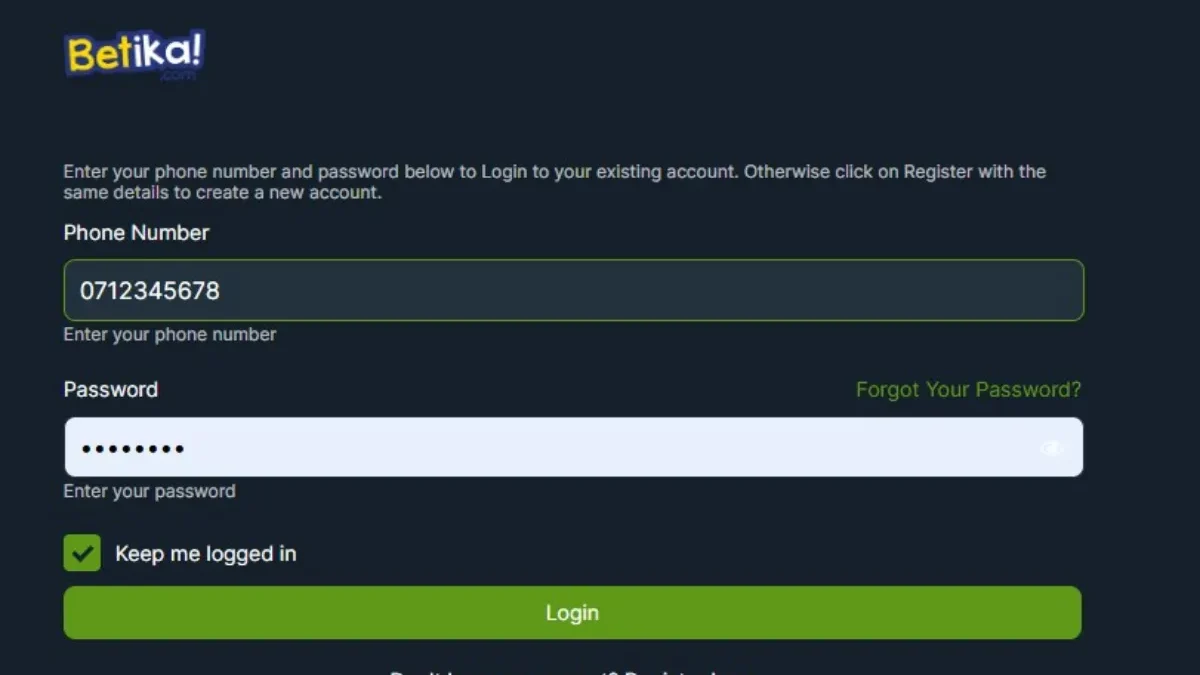 Betika login
