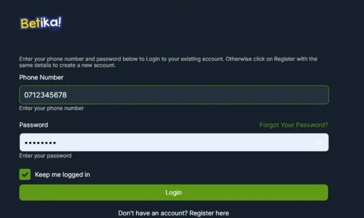 Betika login