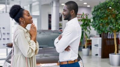 Woman begging for man