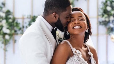 African husband and wife wedding photo