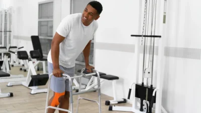 Man injured and cannot walk properly photo