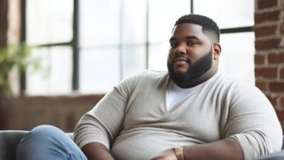 Owerweight man sitting