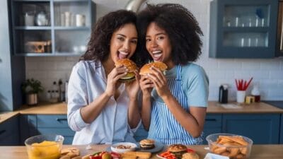 People eating junky foods