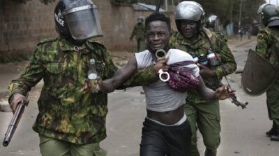 Police officers kill protests