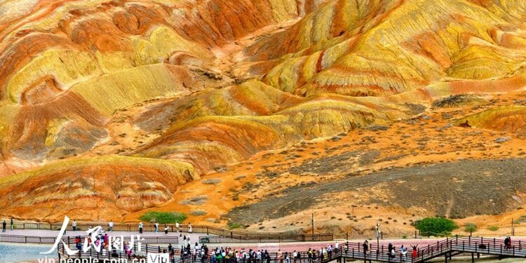 Iconic rainbow ridges at the colorful danxia scenic spot