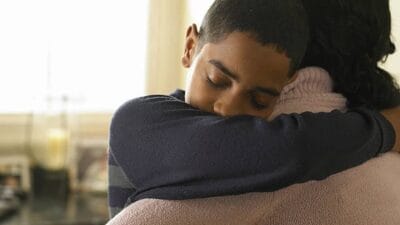 Man and woman hugging
