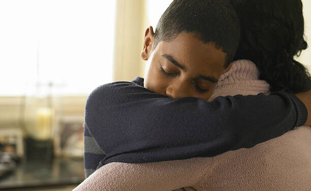 Man and woman hugging