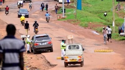 Cars at police road blocks