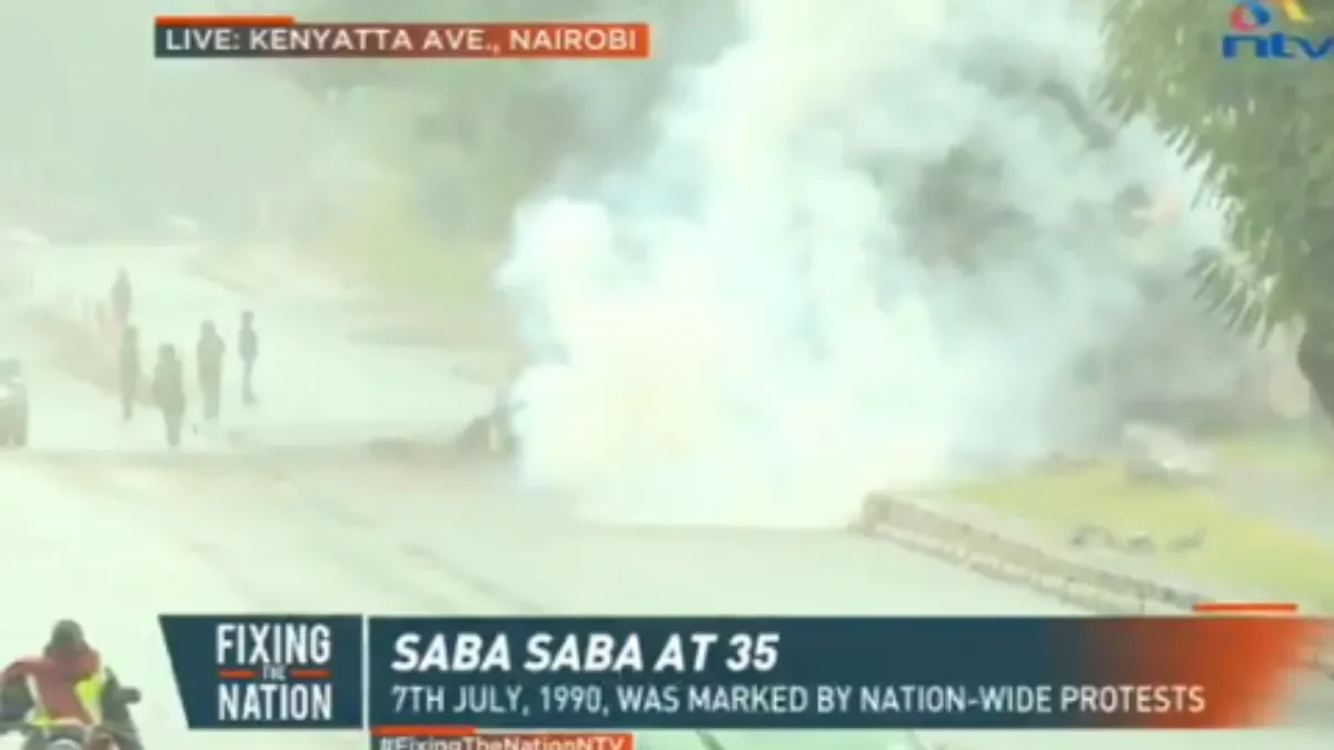Police officers teargassing themselves