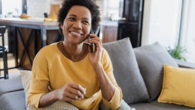 Woman on phone conversation photo