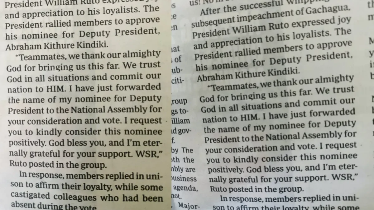 Leaked whatsapp chats by the standard expose president william ruto
