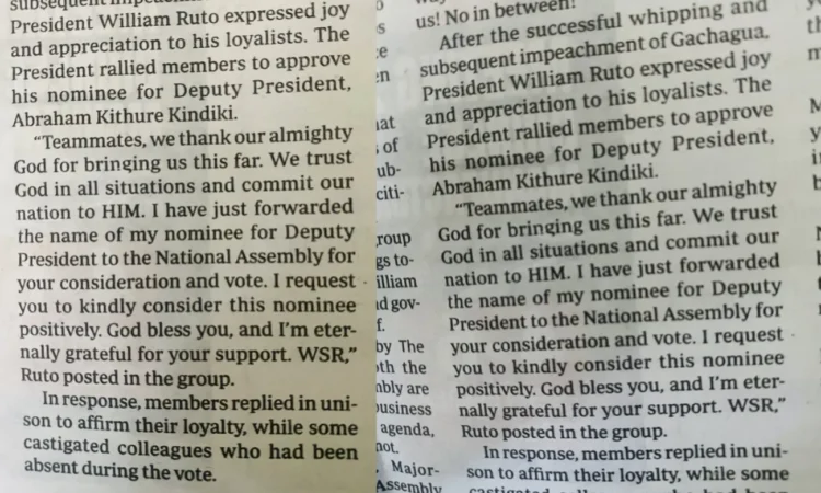 Leaked whatsapp chats by the standard expose president william ruto