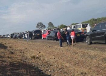 Man causes traffic jam photo