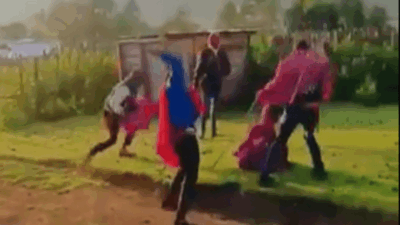 Disturbing viral video showing four men brutally flogging woman