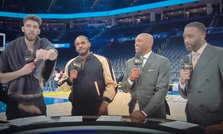 Chet just flexed his finals ring in front of three