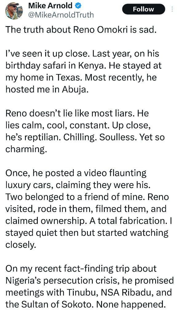 In a fiery statement, arnold called reno