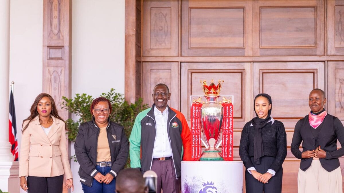 President ruto with epl trophy