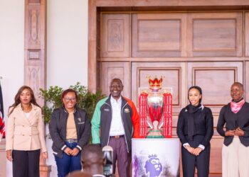 President ruto with epl trophy