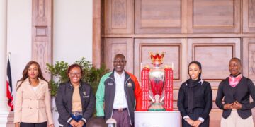 President ruto with epl trophy