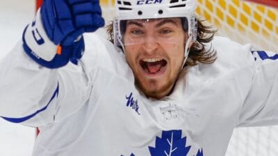 The maple leafs play hockey