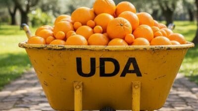 Wheelbarrow oranges photo
