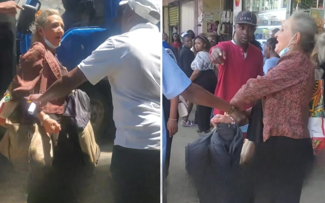 Drama in Nairobi CBD as Mzungu woman is cornered b (1)