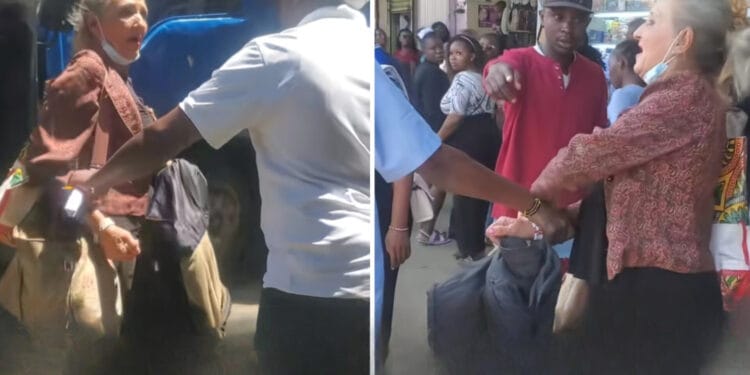 Drama in Nairobi CBD as Mzungu woman is cornered b (1)