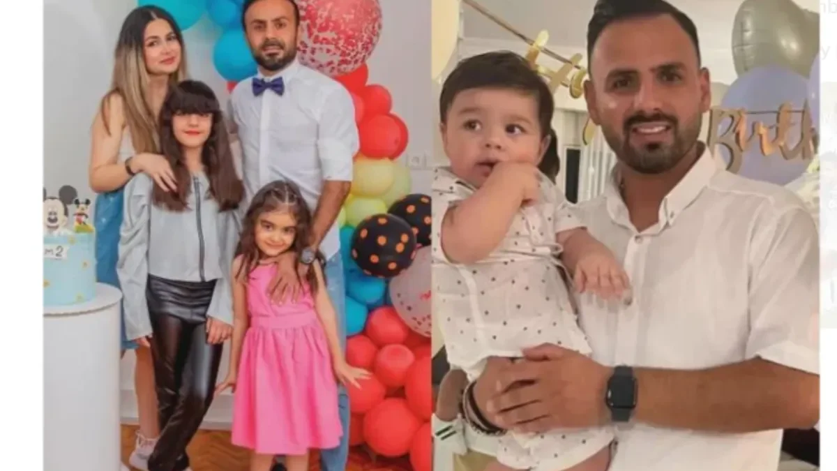 Iranian footballer Mojtaba Tarshiz and family photo