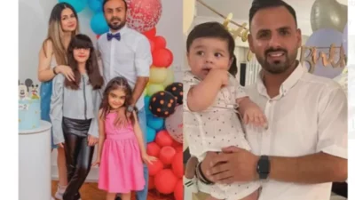 Iranian footballer Mojtaba Tarshiz and family photo