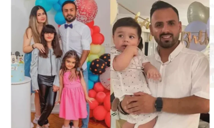 Iranian footballer Mojtaba Tarshiz and family photo