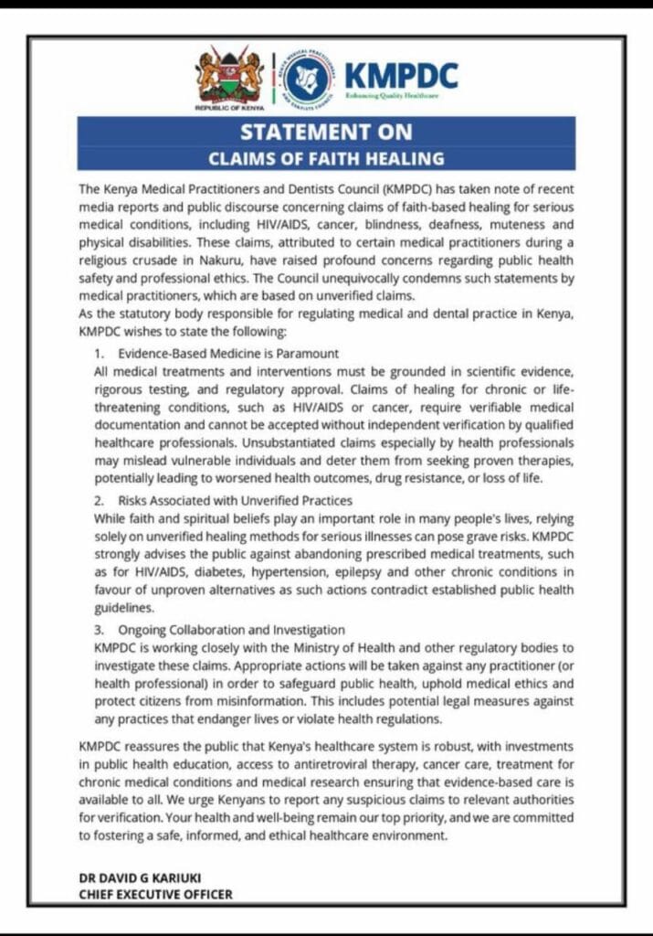 The Ministry of Health recognizes and respects the