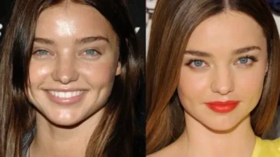 No makeup vs makeup woman