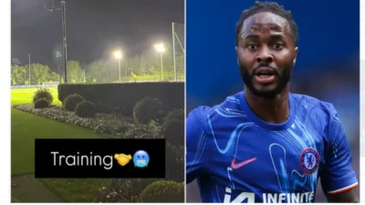 Raheem sterling back training photo