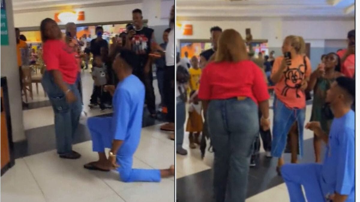 Man decided to propose to his girlfriend in a mall, but she said NO and walked out of the scene.