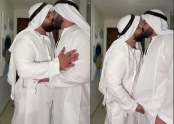 Muslim men kissing Ramadan video