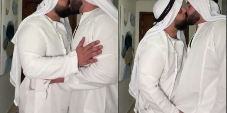 Muslim men kissing Ramadan video