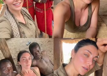 White woman touring the world