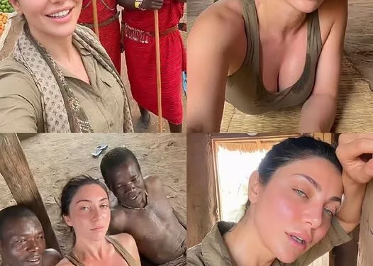 White woman touring the world