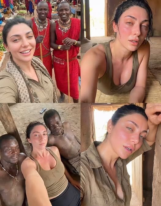 White woman touring the world