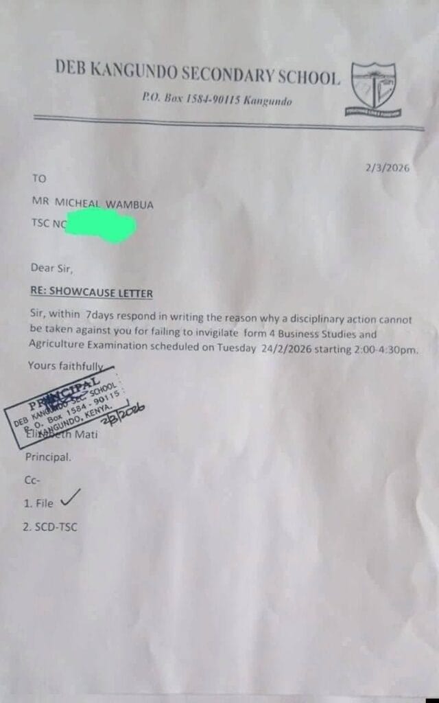 Teacher Show cause letter