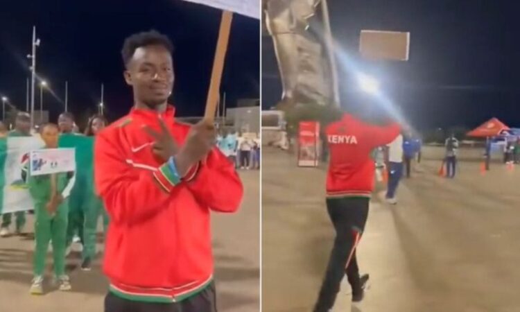 Kenyan skater Kevin Kiarie Ruhiu alone in Benin