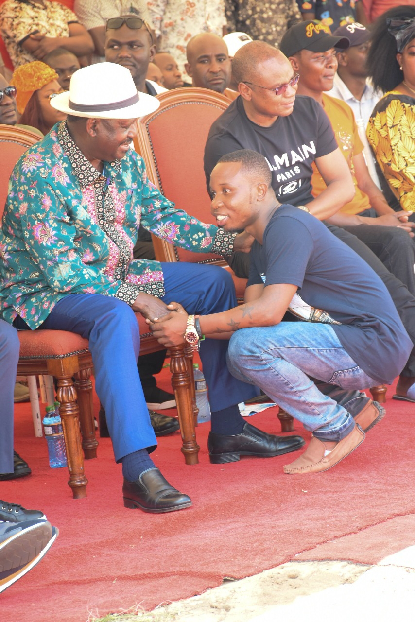 Raila Odinga, Amson Kingi and political broker Samir Nyundo. Raila Odinga, Amson Kingi and political broker Samir Nyundo.