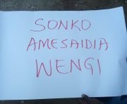Banner displayed on the road in protesting the release of Sonko. PHOTO | BNC