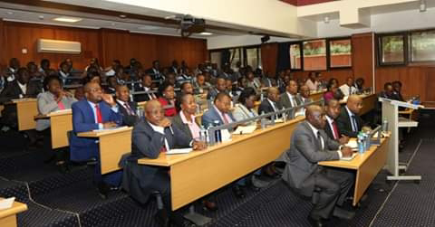 Energy CS Charles Keter at Power headquarters meeting managers. PHOTO | BMS