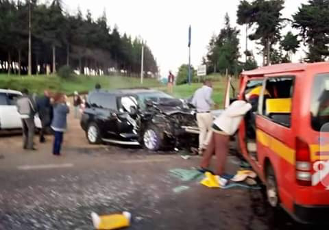 CS Raphael Tuju gets an accident as he was traveling to Kabarak. PHOTO |BMS CS Raphael Tuju gets an accident as he was traveling to Kabarak. PHOTO |BMS